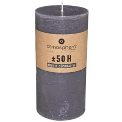 Atmosphera Bougie Ronde Rustic Gris 7X14Cm- Bougies Non Parfumees Rustiques