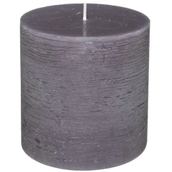 Atmosphera Bougie Ronde Rustic Gris 10X10Cm- Bougies Non Parfumees Rustiques