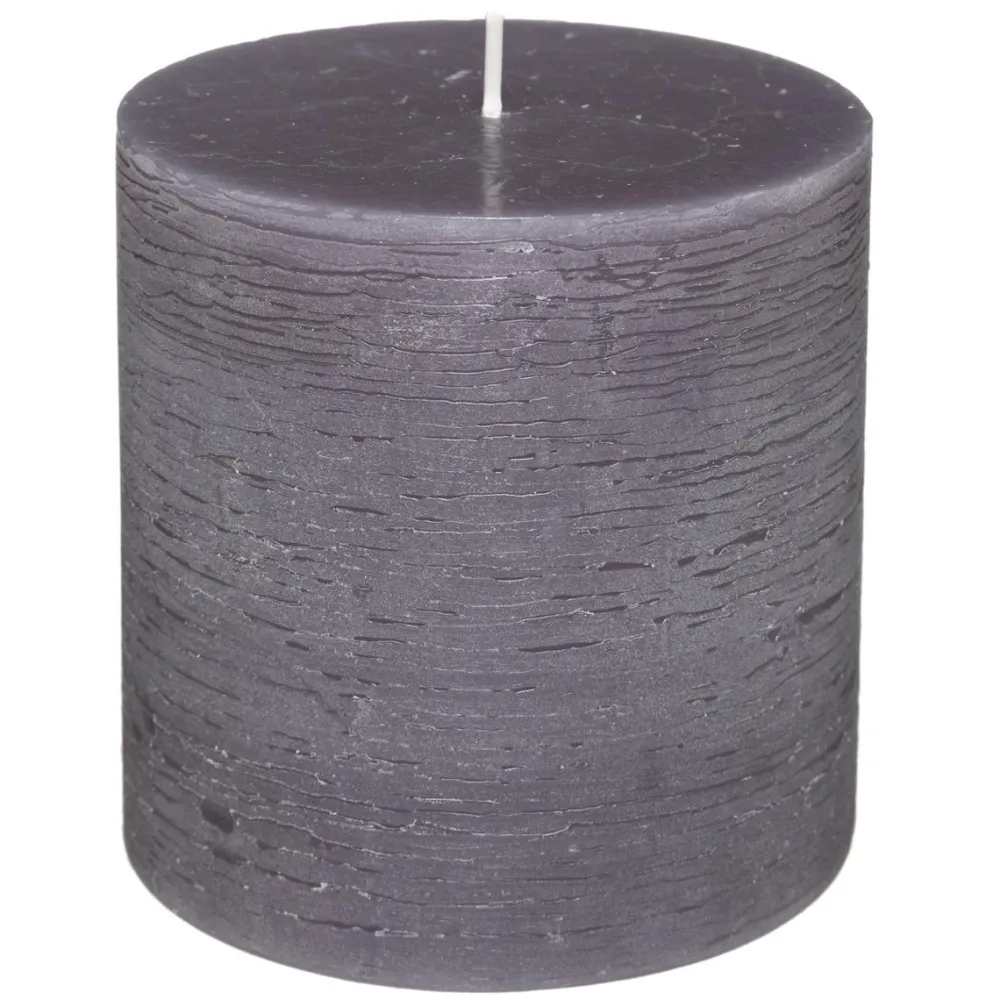 Atmosphera Bougie Ronde Rustic Gris 10X10Cm- Bougies Non Parfumees Rustiques