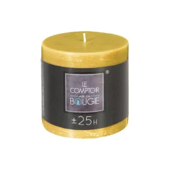 Atmosphera Bougie Ronde Rustic Jaune 6.7X7Cm- Bougies Non Parfumees Rustiques