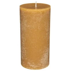 Atmosphera Bougie Ronde Rustic Jaune 6.8X14Cm- Bougies Non Parfumees Rustiques