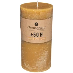 Atmosphera Bougie Ronde Rustic Jaune 6.8X14Cm- Bougies Non Parfumees Rustiques