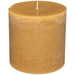 Atmosphera Bougie Ronde Rustic Jaune 10X10Cm- Bougies Non Parfumees Rustiques