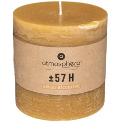 Atmosphera Bougie Ronde Rustic Jaune 10X10Cm- Bougies Non Parfumees Rustiques