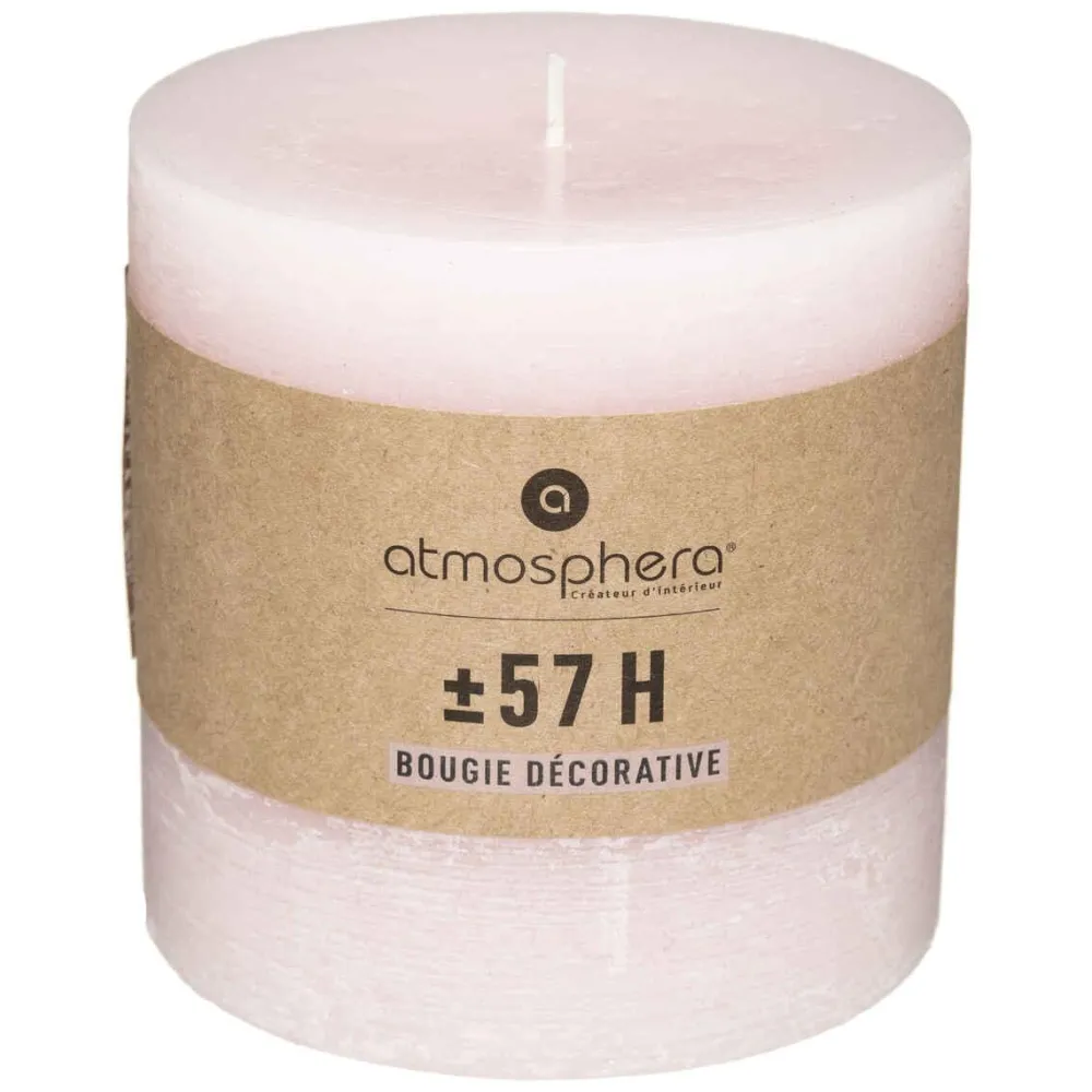 Atmosphera Bougie Ronde Rustic Rose 10X10Cm- Bougies Non Parfumees Rustiques