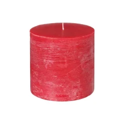 Atmosphera Bougie Ronde Rustic Rouge 10X10Cm- Bougies Non Parfumees Rustiques