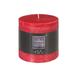 Atmosphera Bougie Ronde Rustic Rouge 10X10Cm- Bougies Non Parfumees Rustiques