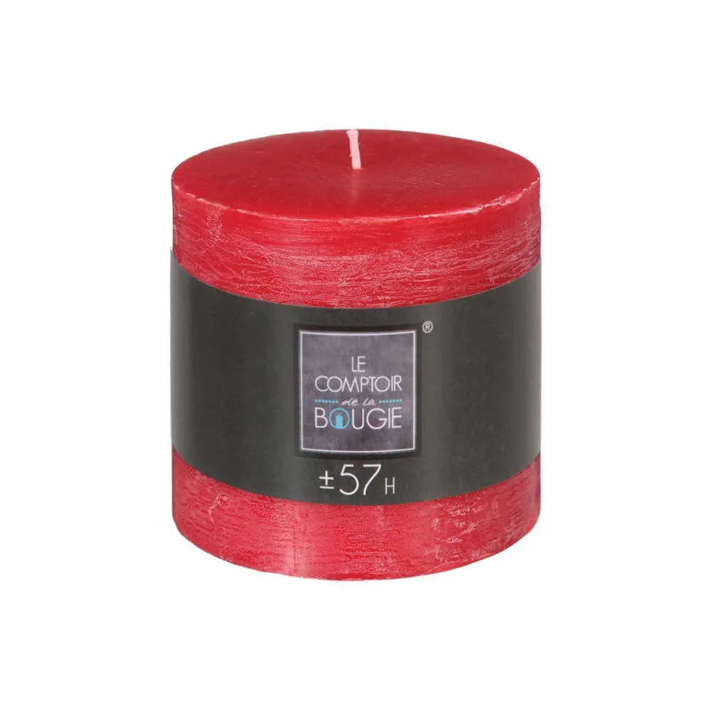 Atmosphera Bougie Ronde Rustic Rouge 10X10Cm- Bougies Non Parfumees Rustiques