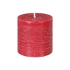 Atmosphera Bougie Ronde Rustic Rouge 6.7X7Cm- Bougies Non Parfumees Rustiques