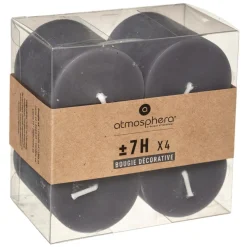 Atmosphera Bougie Votive Rustic X4 Gris- Bougies Non Parfumees Rustiques