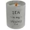 maxibazar Bougie Zen Ciment Meche Bois- Bougies, Senteurs Et Accessoires