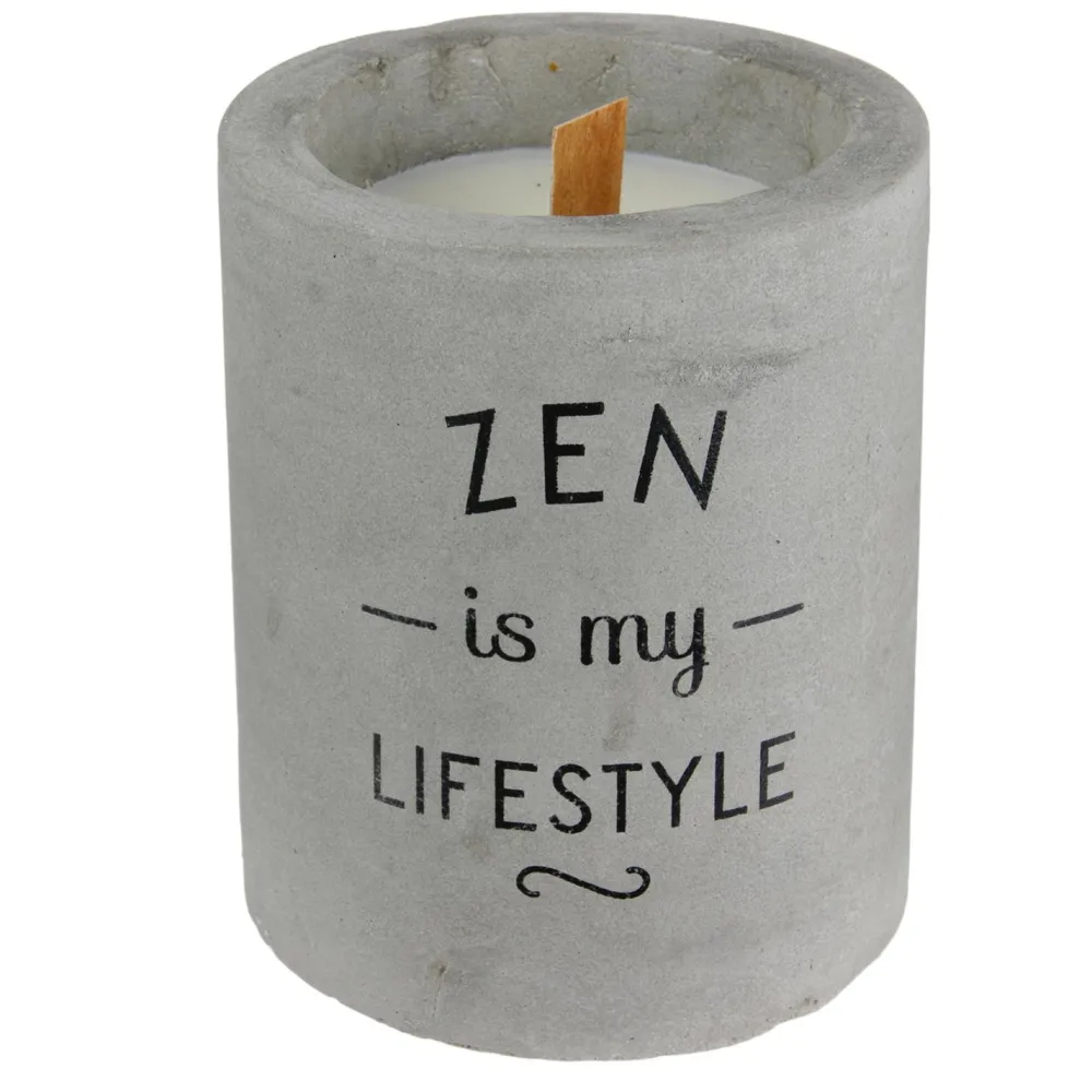 maxibazar Bougie Zen Ciment Meche Bois- Bougies, Senteurs Et Accessoires