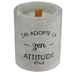 maxibazar Bougie Zen Ciment Meche Bois- Bougies, Senteurs Et Accessoires