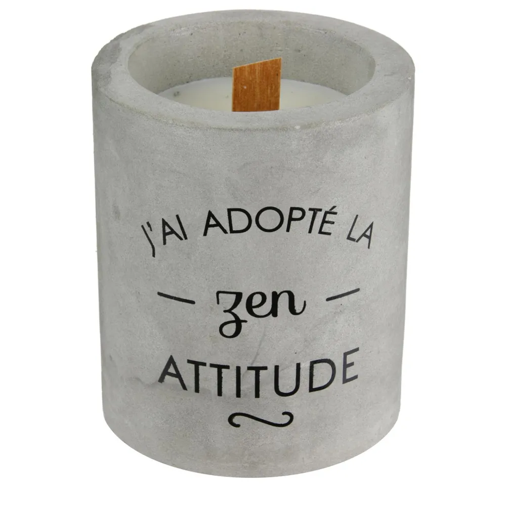 maxibazar Bougie Zen Ciment Meche Bois- Bougies, Senteurs Et Accessoires
