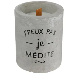 maxibazar Bougie Zen Ciment Meche Bois- Bougies, Senteurs Et Accessoires