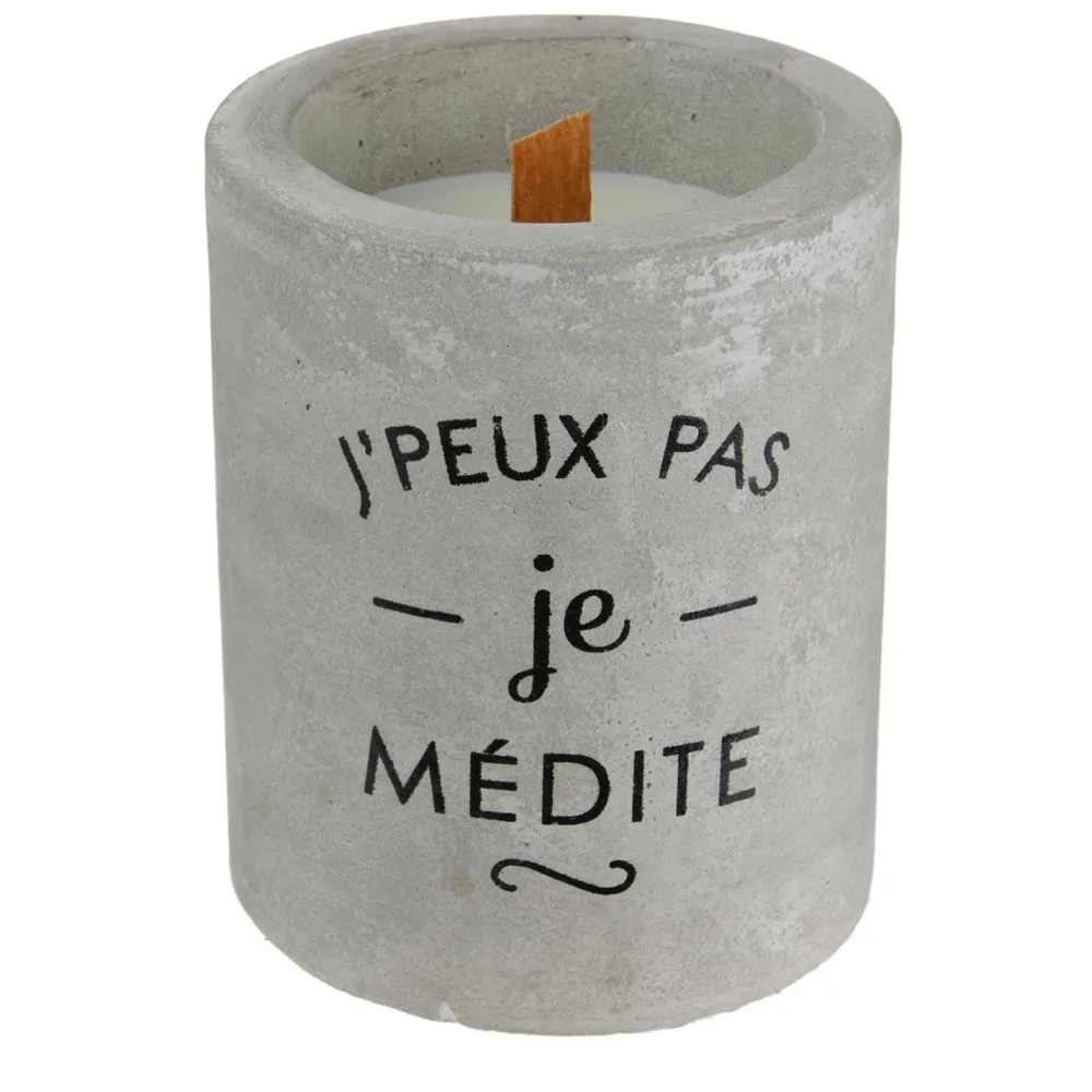 maxibazar Bougie Zen Ciment Meche Bois- Bougies, Senteurs Et Accessoires