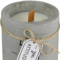 maxibazar Bougie Zen Ciment Meche Bois- Bougies, Senteurs Et Accessoires