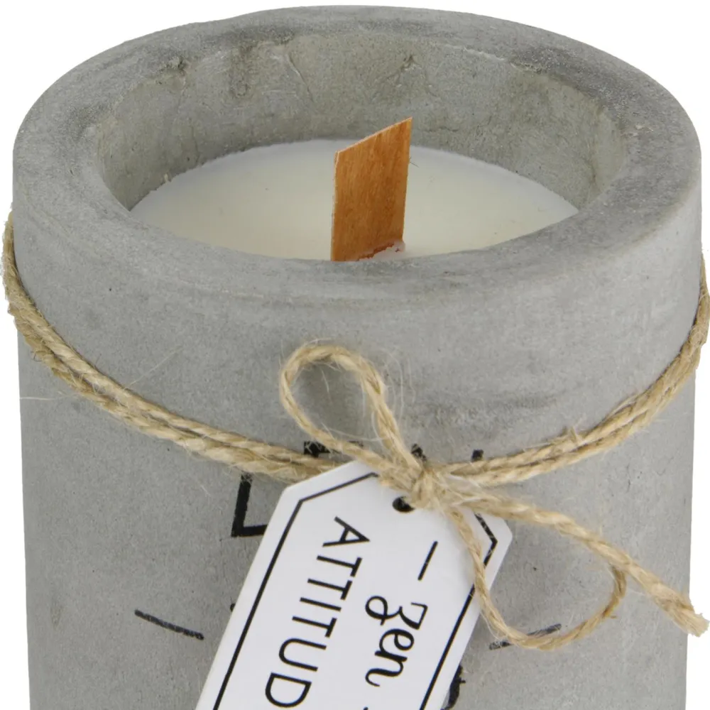 maxibazar Bougie Zen Ciment Meche Bois- Bougies, Senteurs Et Accessoires