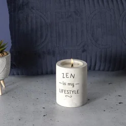 maxibazar Bougie Zen Ciment Meche Bois- Bougies, Senteurs Et Accessoires