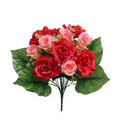 maxibazar Bouquet De Roses Et Boutons De Roses H.40Cm- Bouquets