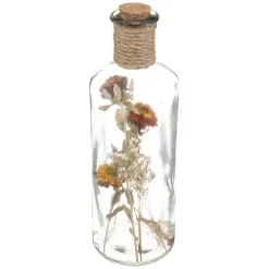 maxibazar Bouteille Verre Fleurs Sechees D.9X28Cm- Fleurs Et Plantes