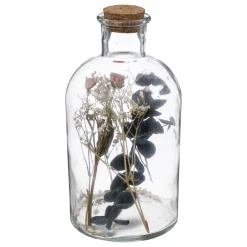 maxibazar Bouteille Verre Fleurs Sechees- Fleurs Et Plantes