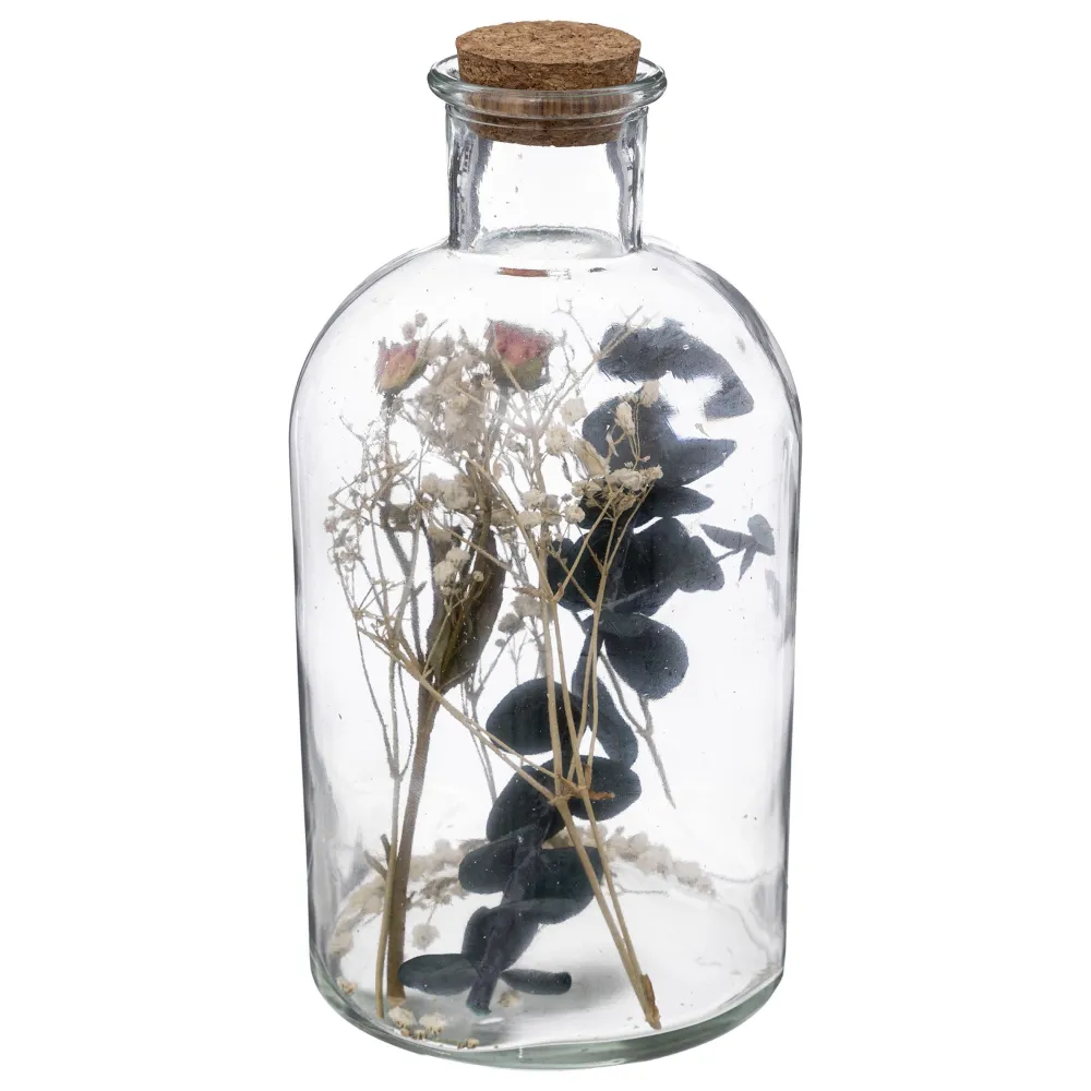 maxibazar Bouteille Verre Fleurs Sechees- Fleurs Et Plantes