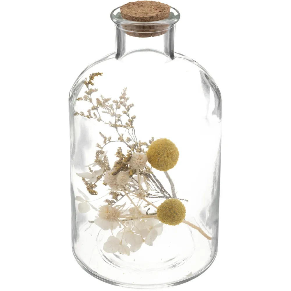 maxibazar Bouteille Verre Fleurs Sechees- Fleurs Et Plantes