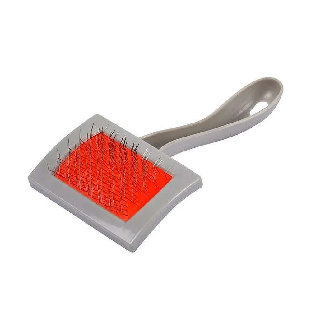 Hygiene Animale|* Brosse Plastique Et Inox Incurve Chat