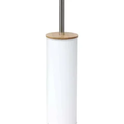 Accessoires Wc|* Brosse Wc Metal Couvercle Bambou Blanc