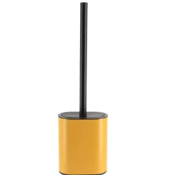 Accessoires Wc|* Brosse Wc Plate Silicone Et Support Metal Ocre Noir