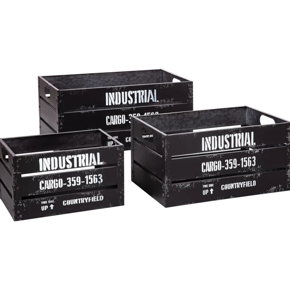 maxibazar Cagette Metal Bill Noir D.40.3X25X21Cm- Boites Deco