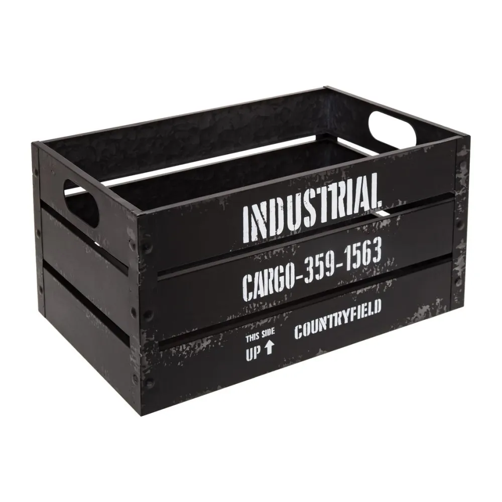 maxibazar Cagette Metal Bill Noir D.40.3X25X21Cm- Boites Deco