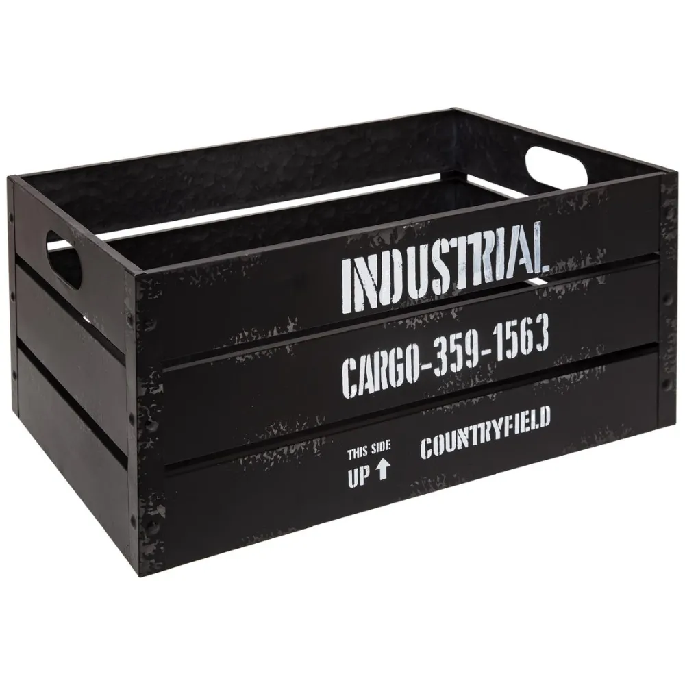 maxibazar Cagette Metal Bill Noir D.40.3X25X21Cm- Boites Deco