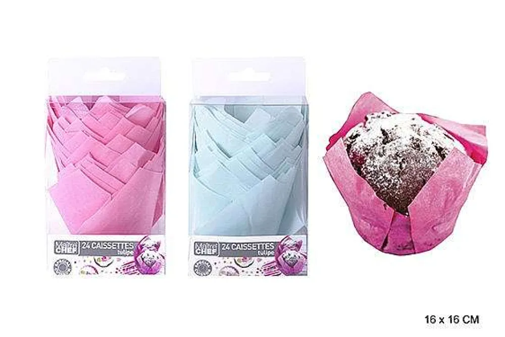 Pâtisserie|* Caissette Tulipe Couleur 16X16Cm X24Pcs