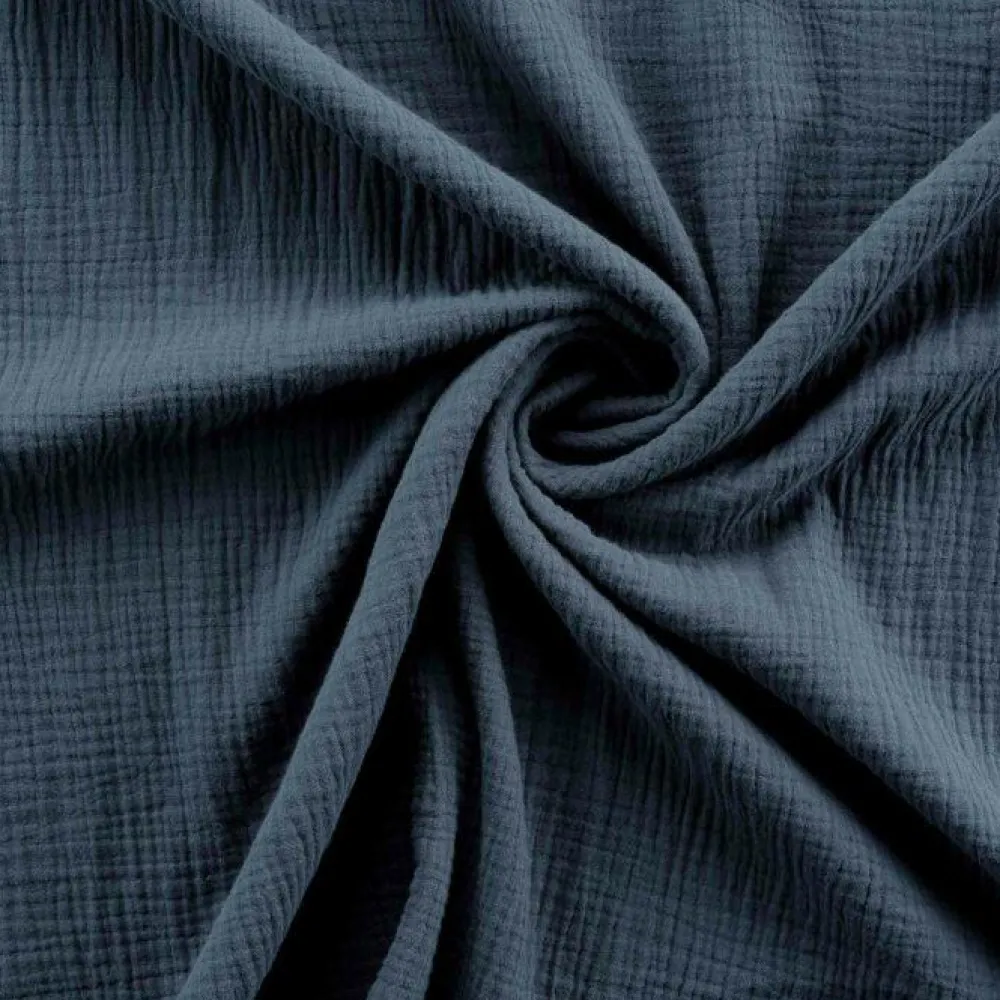 maxibazar Chemin De Lit 80X180Cm Gaze De Coton Uni Angelia Marine- Couvre-Lits, Boutis Et Edredons