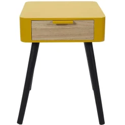 * Tables De Chevet>Chevet 1 Tiroir En Bois Jaune Moutarde