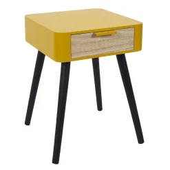 * Tables De Chevet></noscript>Chevet 1 Tiroir En Bois Jaune Moutarde