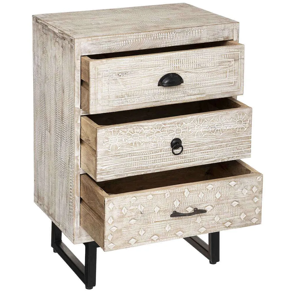 Atmosphera Tables De Chevet>Chevet 3 Tiroirs Ajay