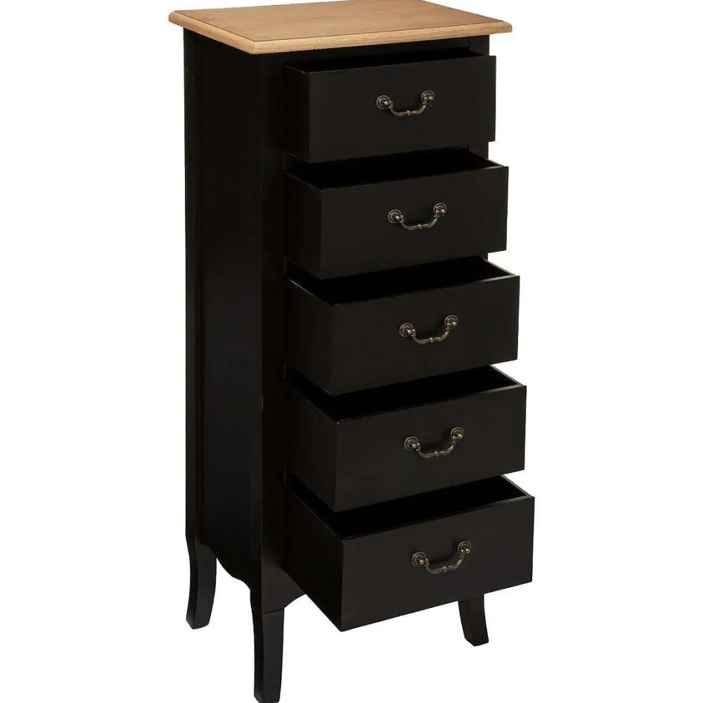 Atmosphera Chiffonniers>Chiffonnier 5 Tiroirs Noir Chrysa