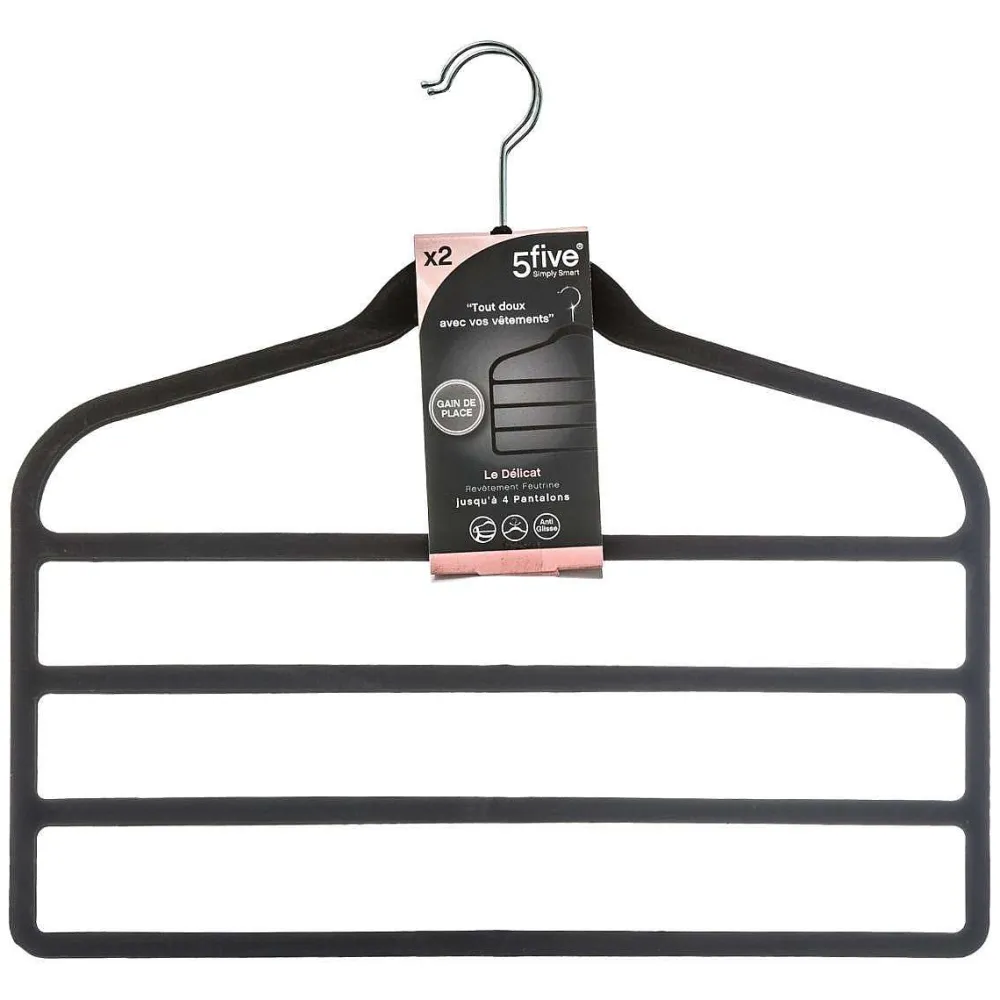 Organisation Du Dressing|Five Cintre Feutrine 4 Pantalons X2