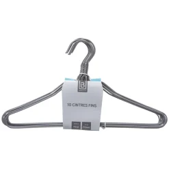 Organisation Du Dressing|Five Cintre Metal Fin Gris Clair X10 Pièces