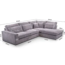 * Canapés D'Angle></noscript>Cobra Canapé Angle Gauche Gris Lincoln 86