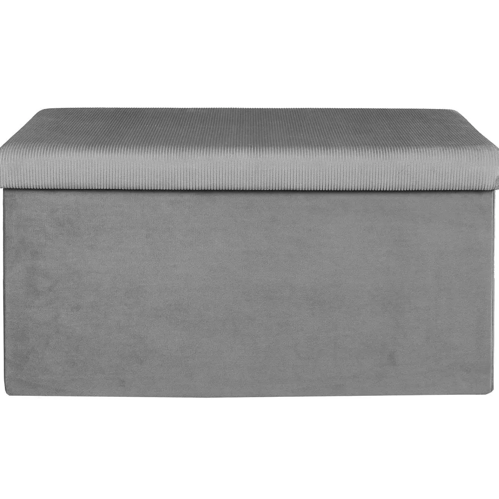 * Poufs>Coffre Banc Pliable Velours Cotele Giulia Gris