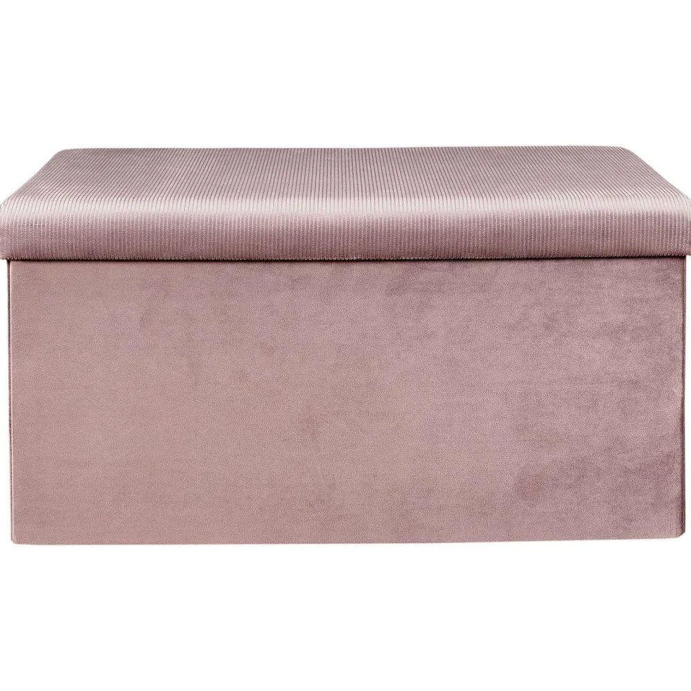* Poufs>Coffre Banc Pliable Velours Cotele Giulia Rose