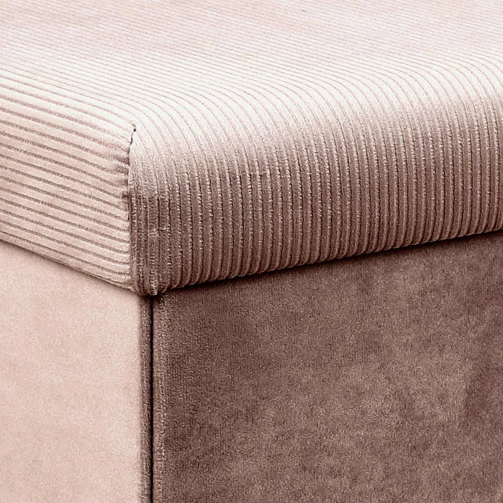 * Poufs>Coffre Banc Pliable Velours Cotele Giulia Rose