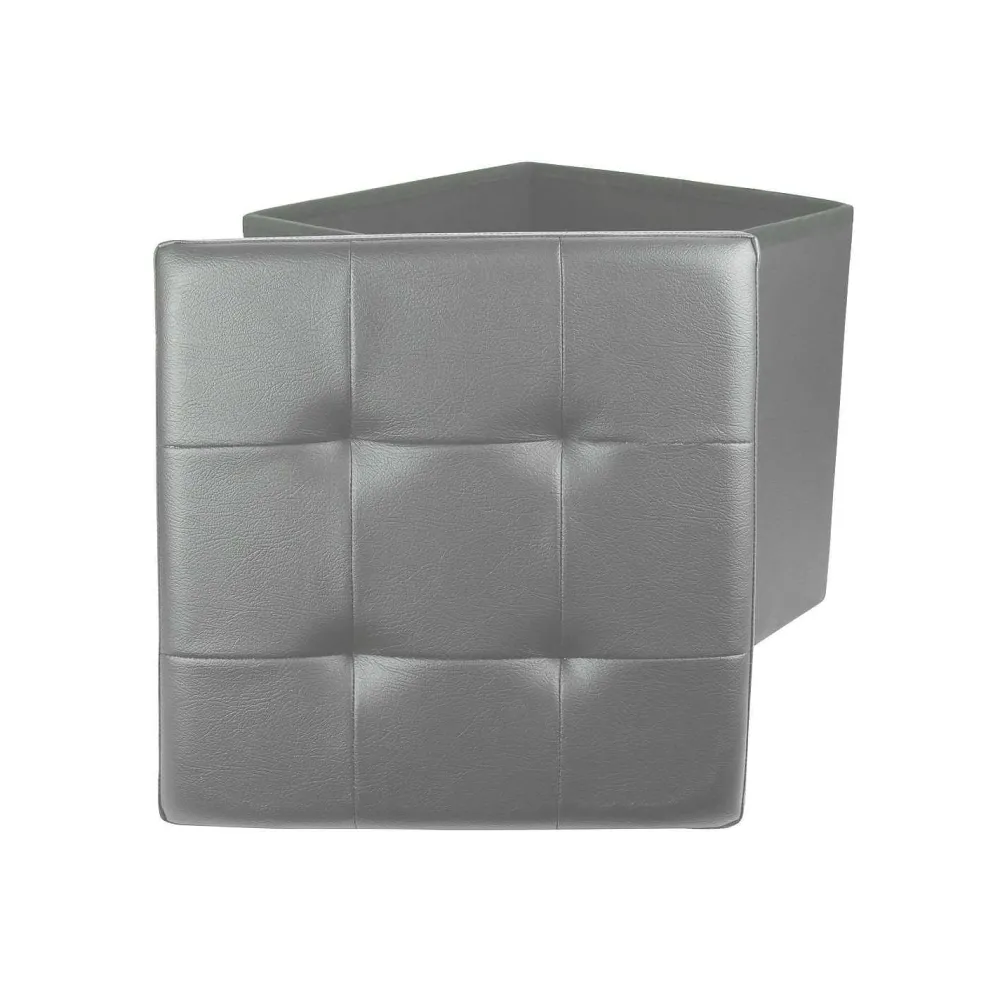 * Poufs>Coffre Pouf Pliable Pu Gris