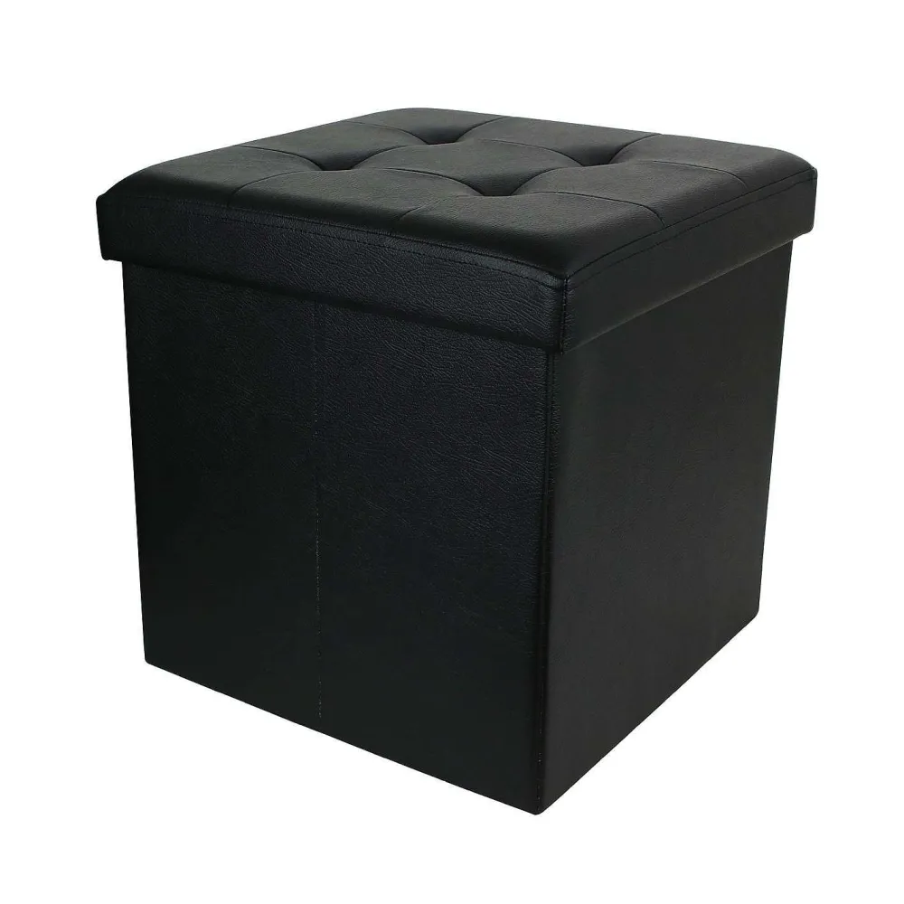 * Poufs>Coffre Pouf Pliable Pu Noir
