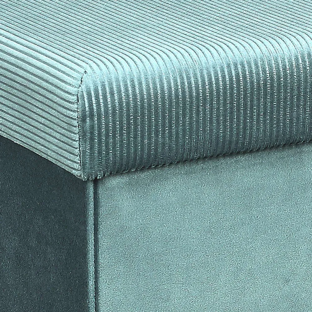 * Poufs>Coffre Pouf Pliable Velours Cotele Giulia Bleu