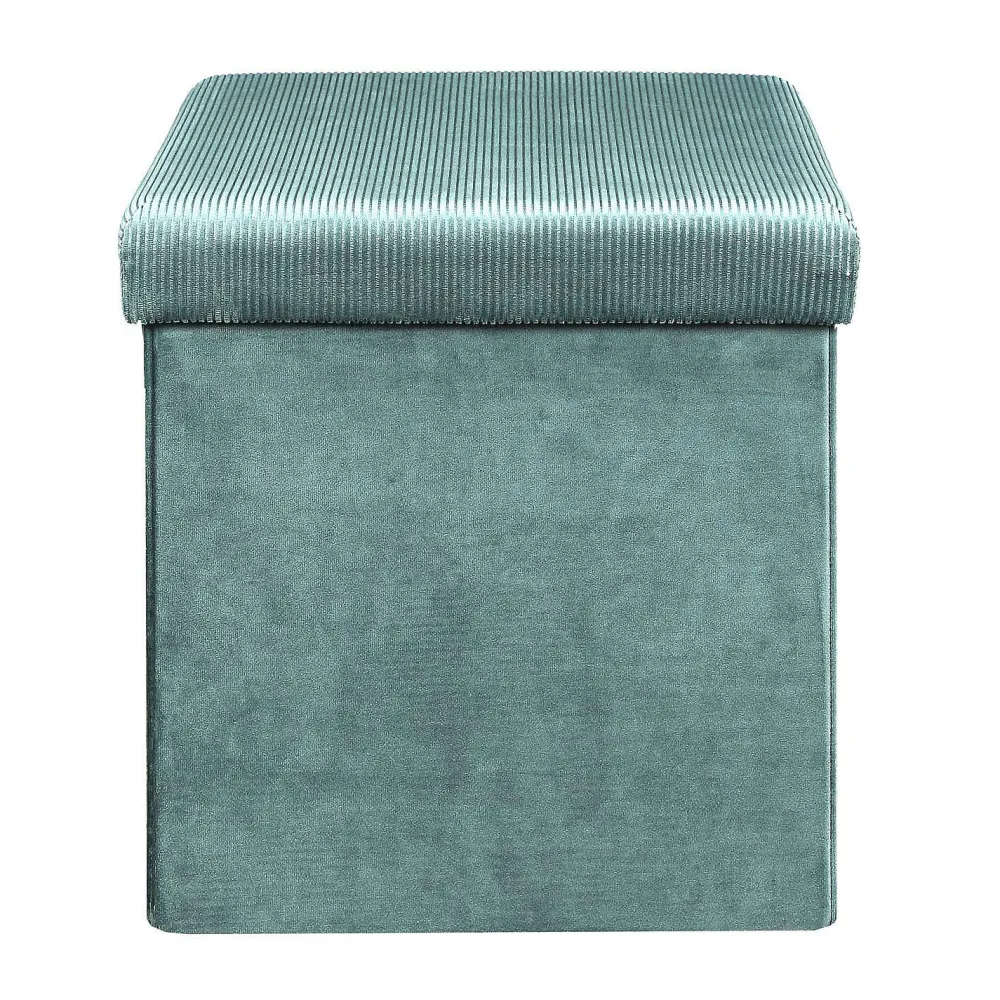 * Poufs>Coffre Pouf Pliable Velours Cotele Giulia Bleu
